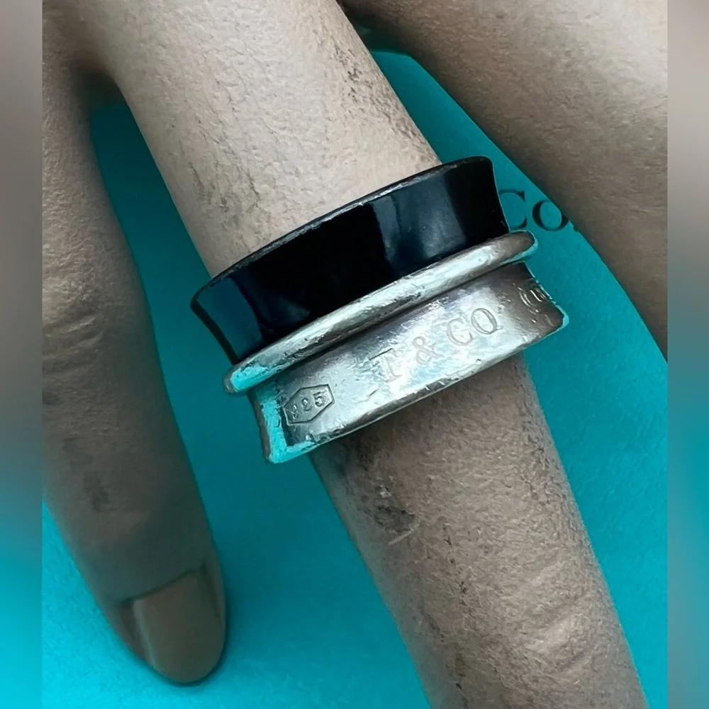 🔴Authentic Tiffany & Co. Sterling Silver and Titanium 1837 Wide Ring🔴 - Picture 1 of 8